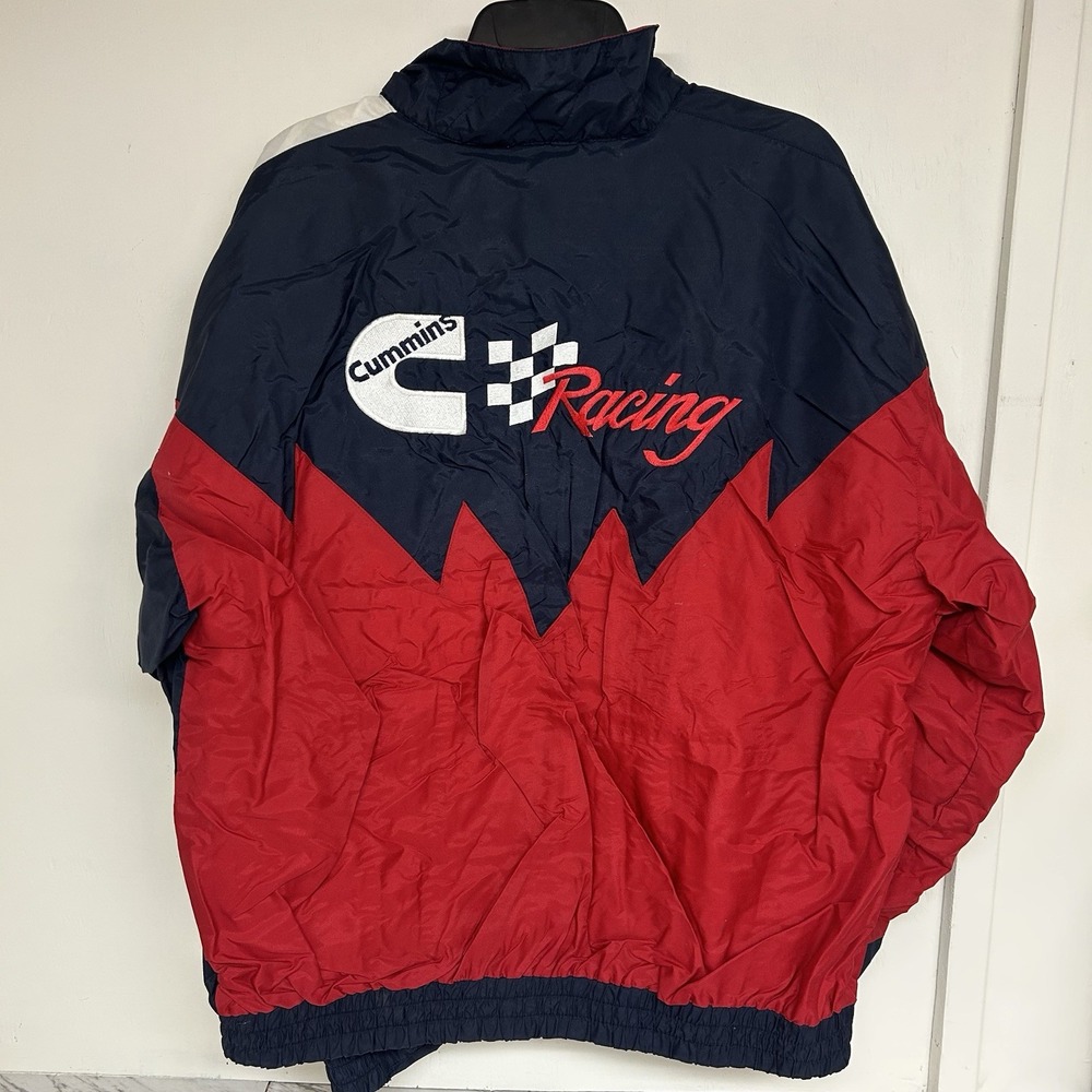 Vintage Cummins Racing Shark Tooth Windbreaker Jacket Speed Zone Race Gear XL - Picture 2 of 10